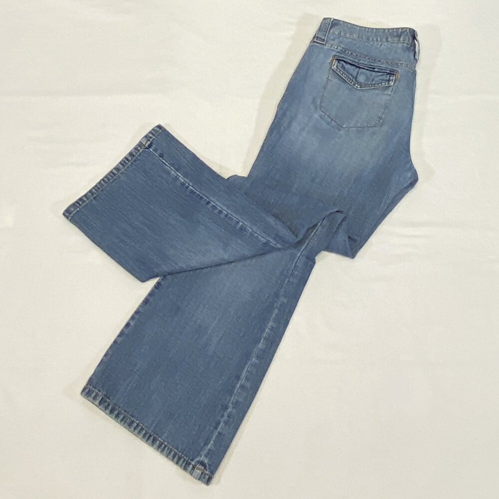 Arizona Jean Co Patch Pocket Flare Jeans 9 Medium Wash Retro 70s Style Denim - Picture 11 of 13